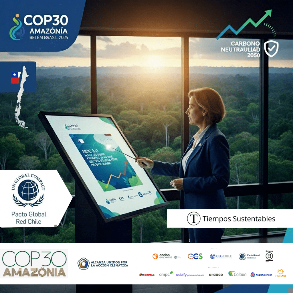 Lanzamiento de NDC 3.0 en COP30: Margarita Ducci (Pacto Global Chile) presenta la Hoja de Ruta Climática del Sector Privado Chileno (2025-2035) para acelerar la Carbono Neutralidad en Belém, Brasil.