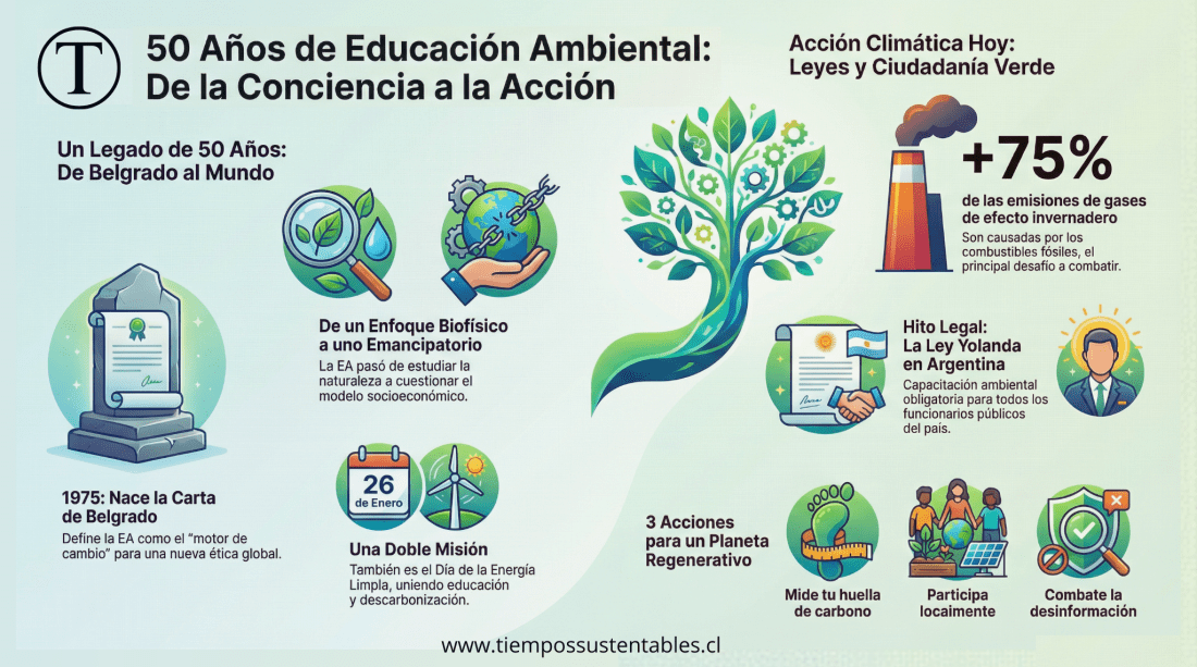 26 de enero: 50 años de Educación Ambiental y Energía. A 50 años de la Carta de Belgrado, analizamos la Educación Ambiental: Ley Yolanda, transición energética y el WEEC 2026 hacia una ciudadanía regenerativa.