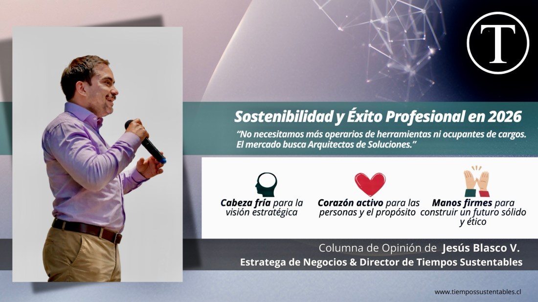 Imagen de cabecera de la columna sobre Sostenibilidad y Éxito Profesional en 2026, con el estratega de negocios Jesús Blasco V.
